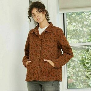 Universal Thread Brown Leopard Print Jean Jacket